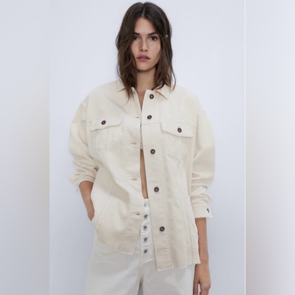 Zara Cream Corduroy Oversized Jacket